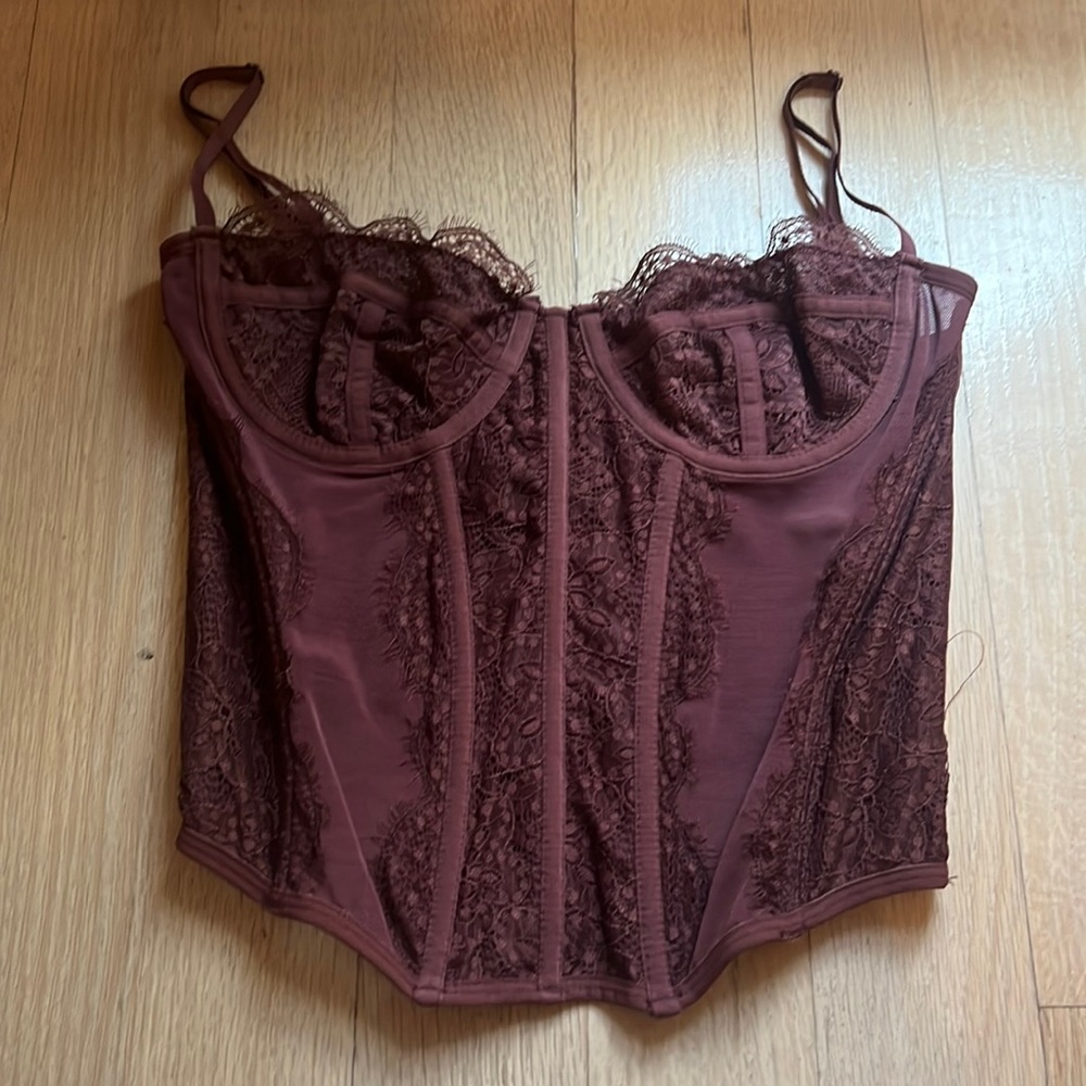 Urban Outfitters Out From Under Modern Love Corset in Maroon.